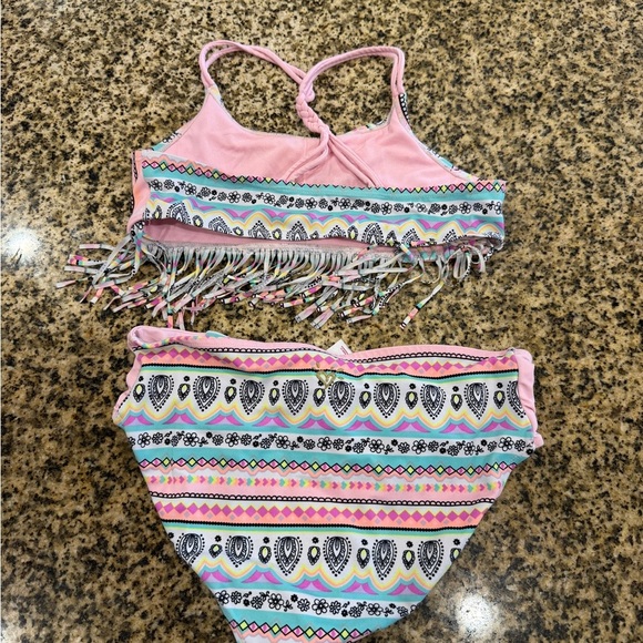 Justice Colorful Fringe Bikini Set Girls Size 14 - Picture 3 of 4